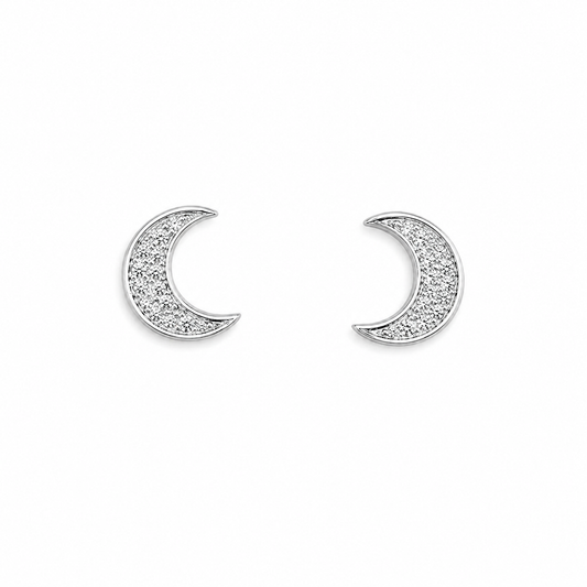 Silver Minimal Moon Spark Studs