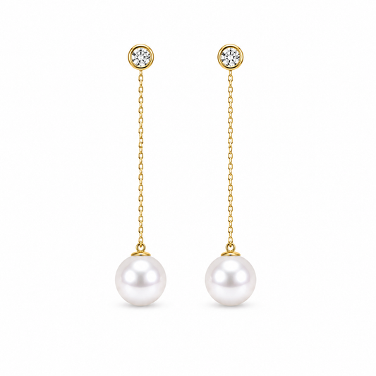 Demi Fine Crystal & Pearl Drop Chain Earrings