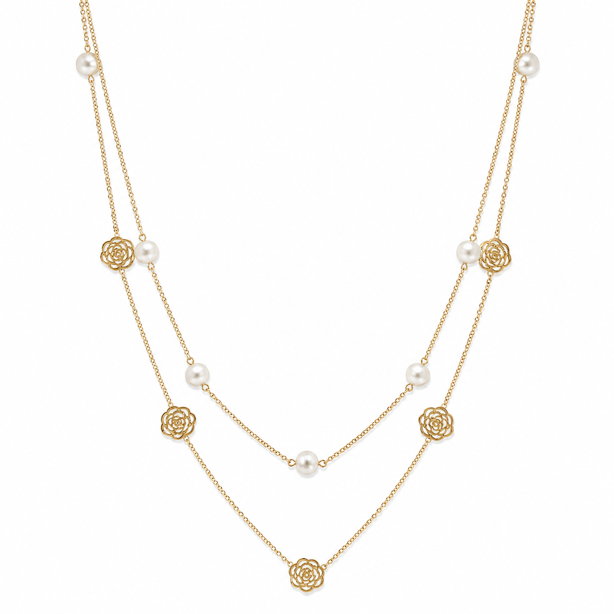 Demi Fine Pearl & Floral Layered Necklace