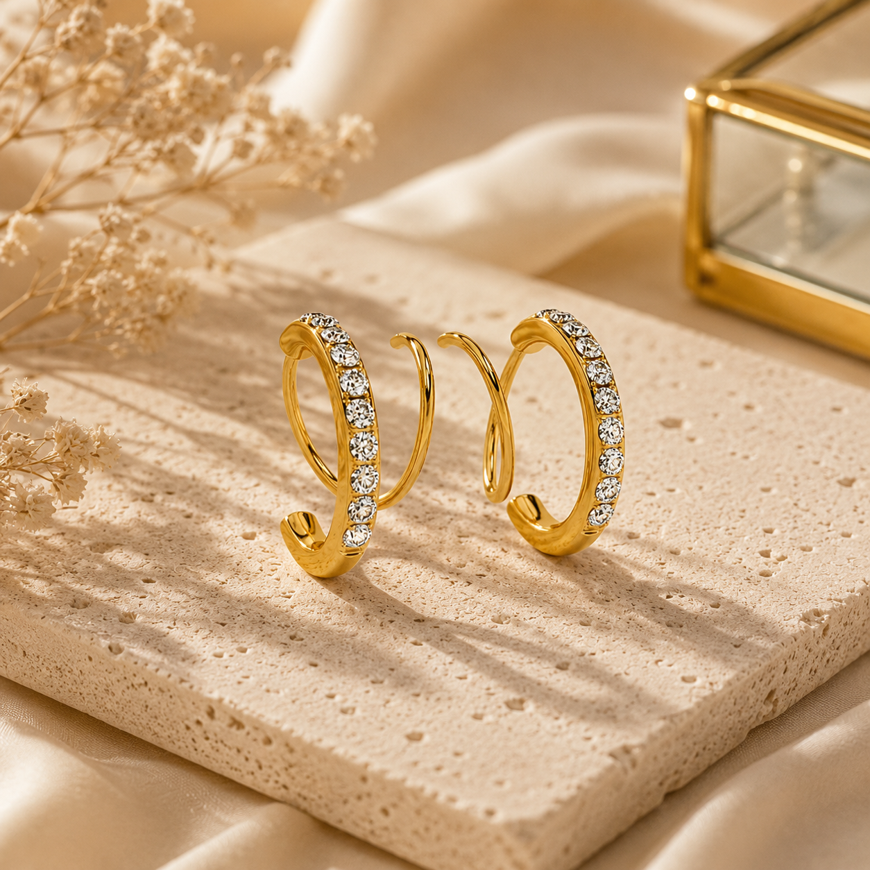 Demi Fine Crystal Pavé Double Hoop Earrings