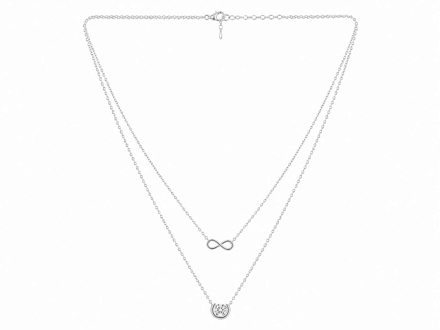 Silver Infinity Layered Necklace