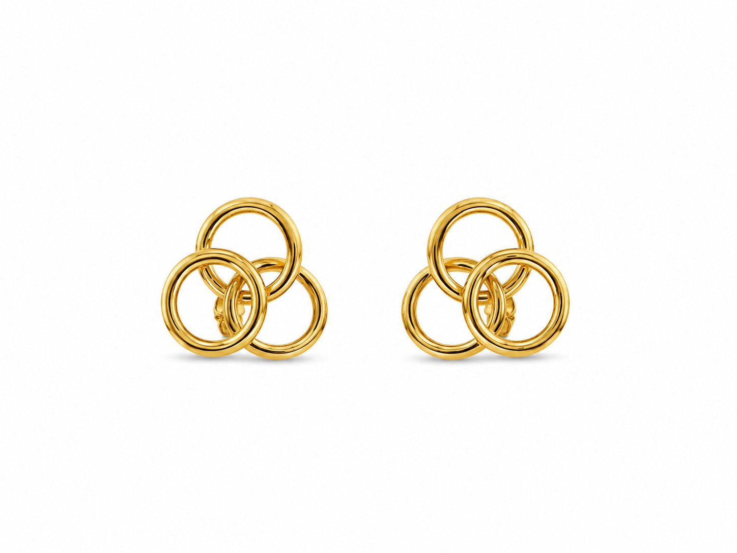 9K Gold Triple Circle Stud Earrings