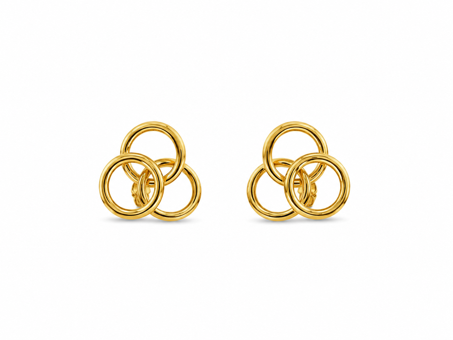 9K Gold Triple Circle Stud Earrings