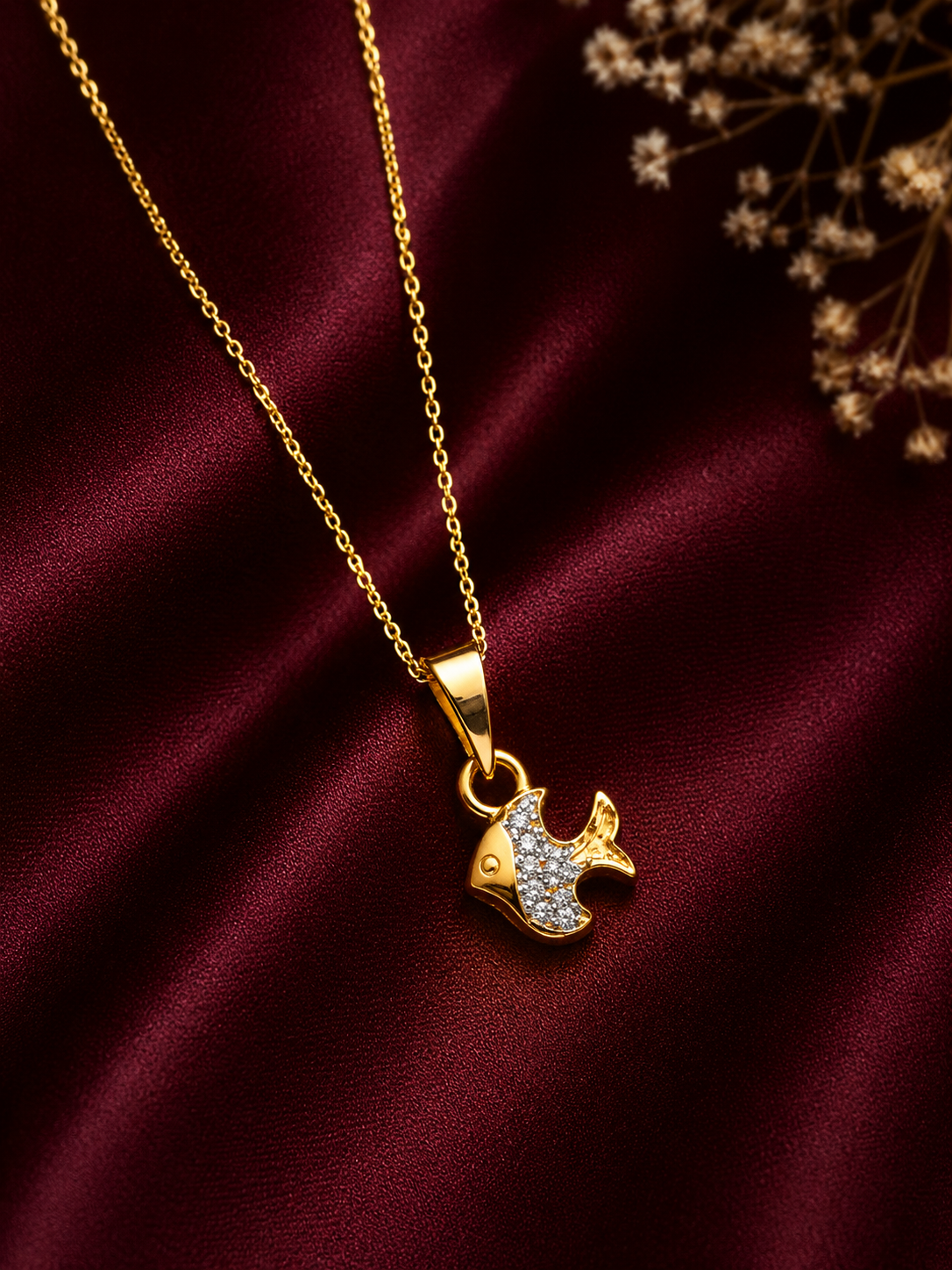 9K Gold Diamond Fish Pendant