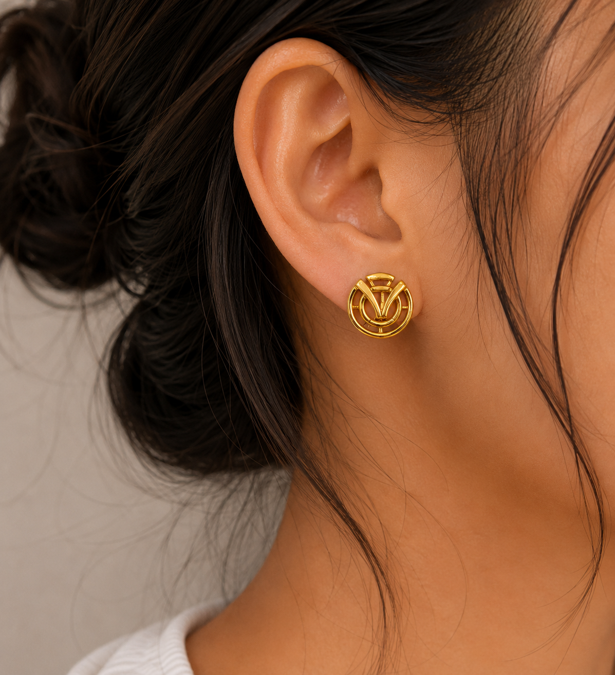 9K Gold Monogram Stud Earrings