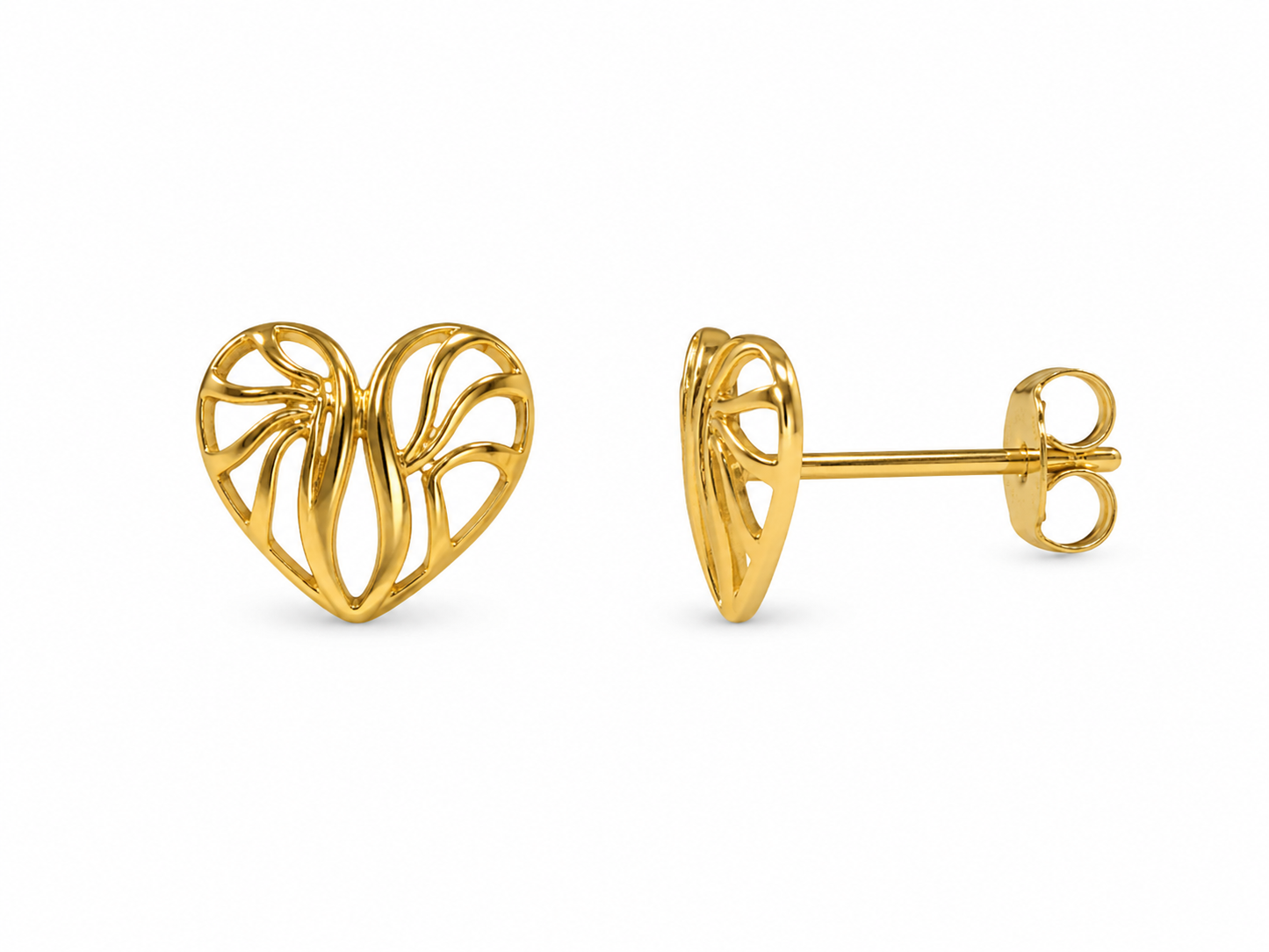 9K Gold Abstract Heart Stud Earrings
