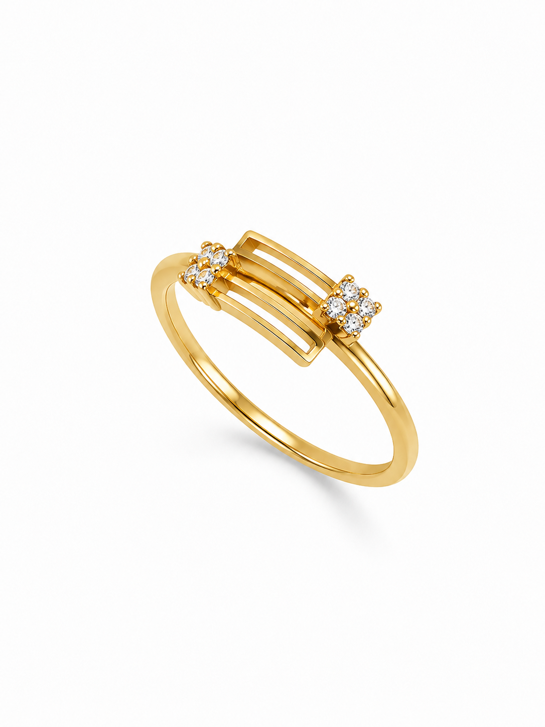 9K Gold Diamond Bridge Ring (Size - 11)