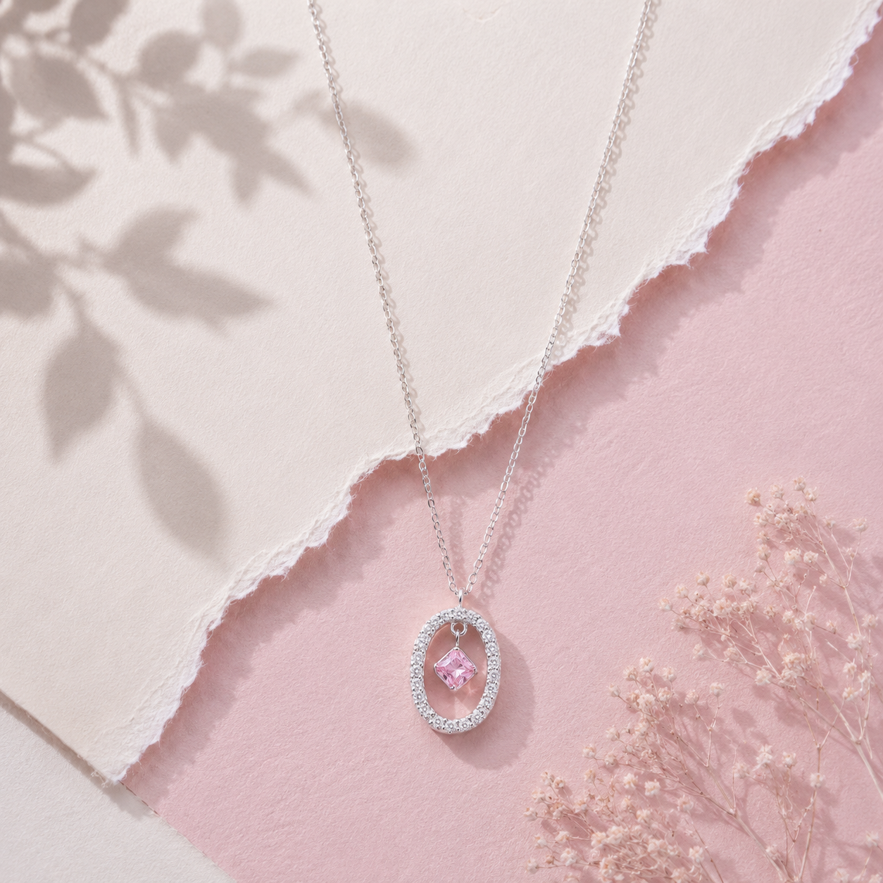 Silver Divine Pink Radiance Necklace