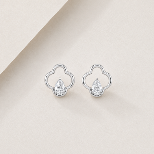 Silver Modern Clover Earrings