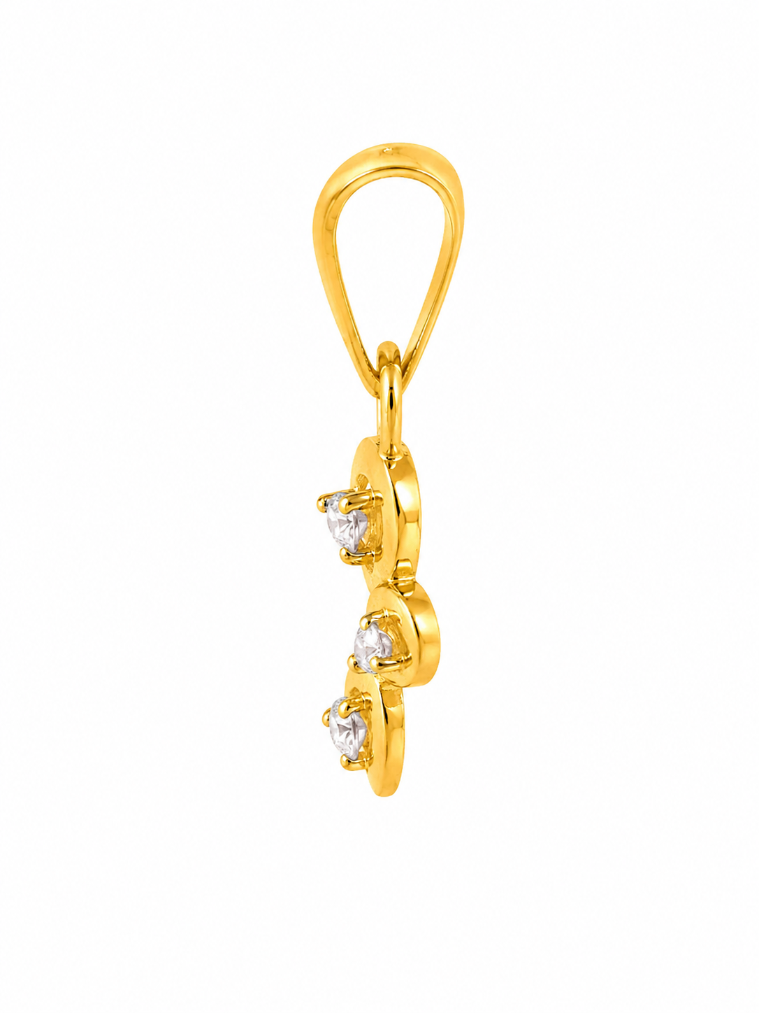 9K Gold Triple Diamond Leaf Pendant