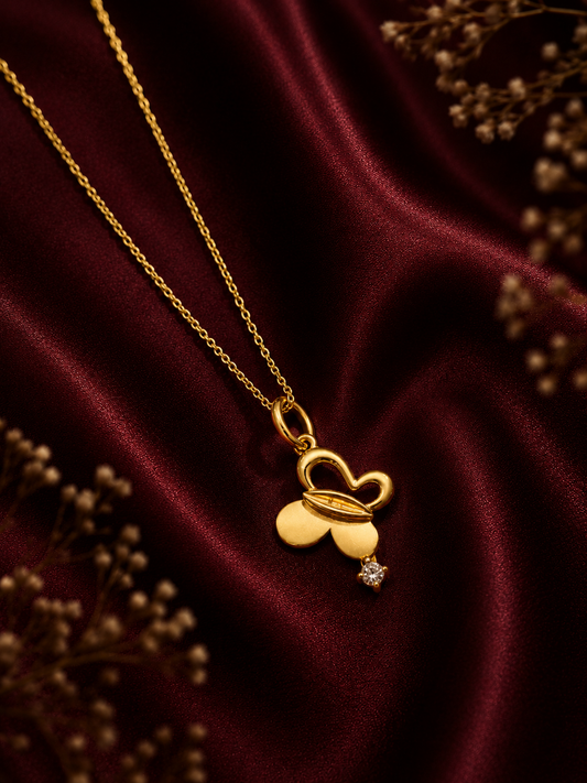 9K Gold Butterfly Heart Pendant