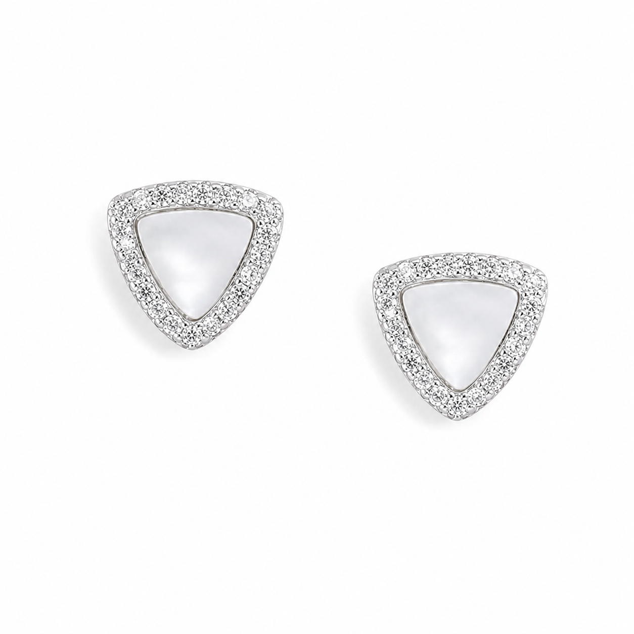 Silver Minimal Luxe MOP Triangle Studs
