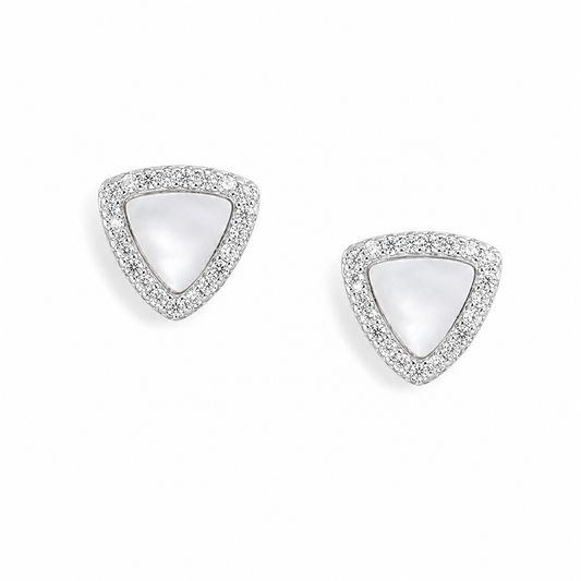 Silver Minimal Luxe MOP Triangle Studs