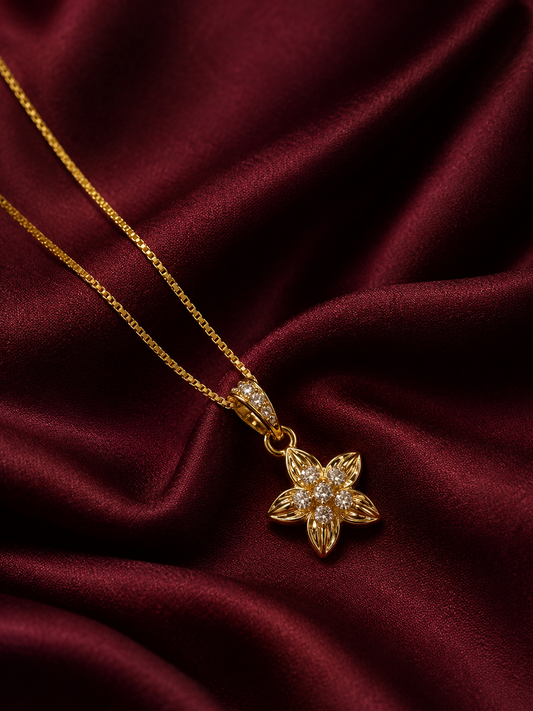 9K Gold Floral Diamond Pendant