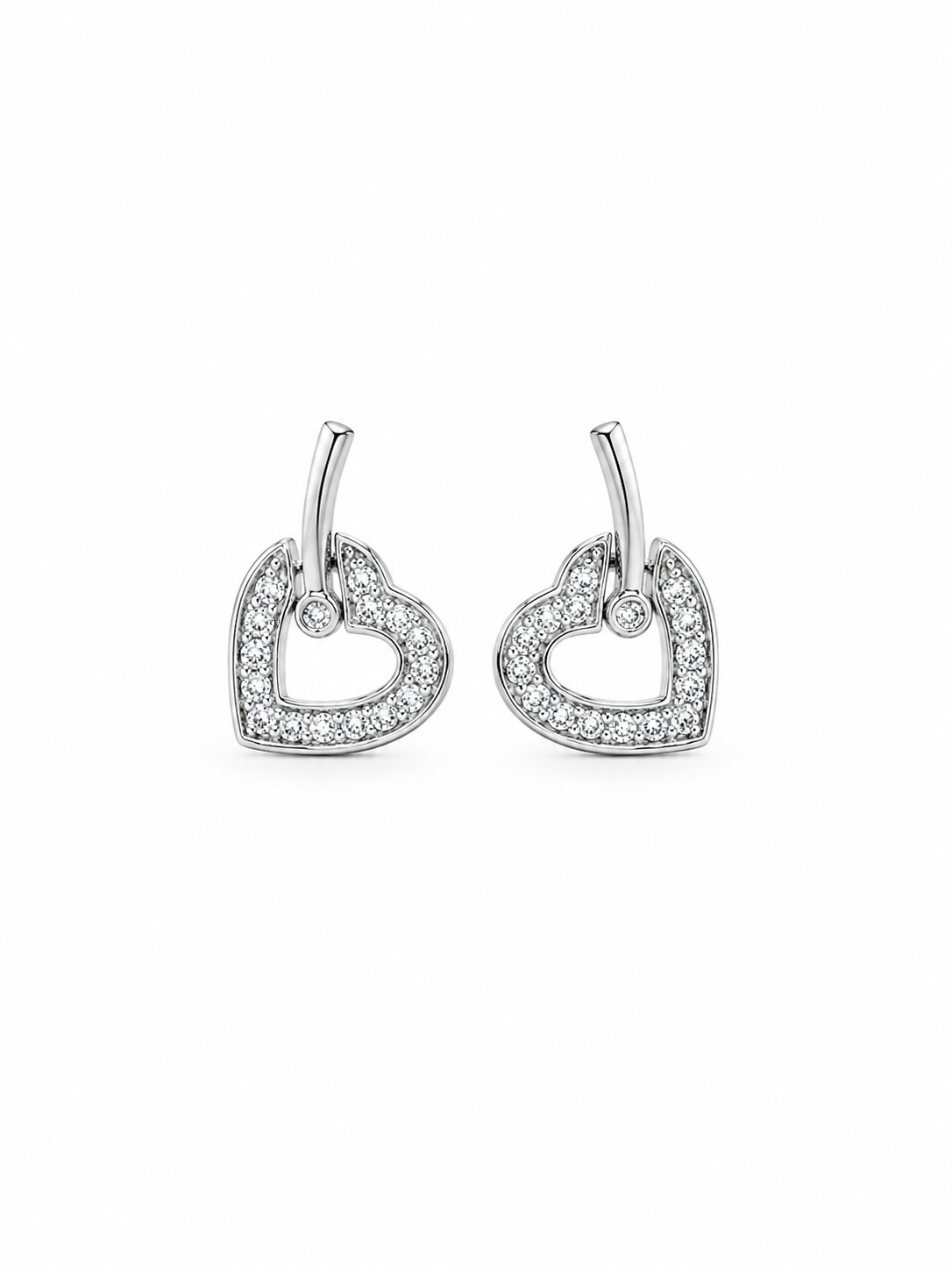 925Silver Sparkling Open Heart Earrings