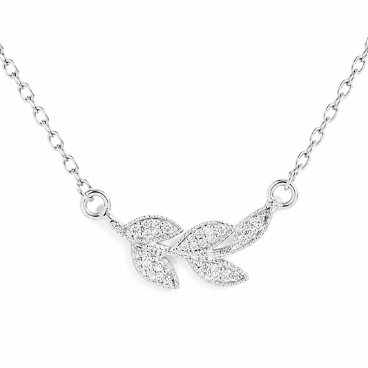 Silver Graceful Leaf Spark Necklace