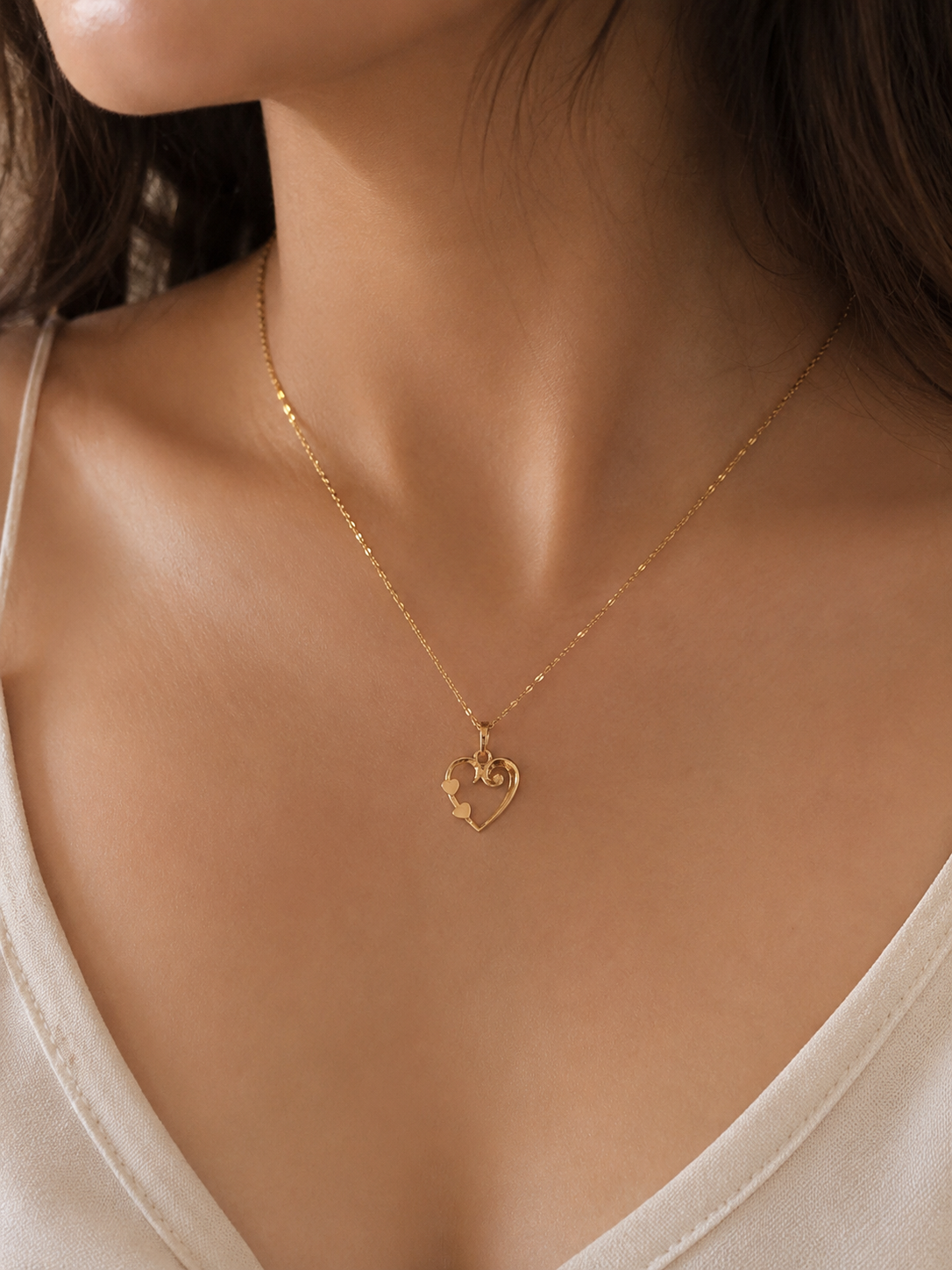 9K Gold Open Heart Love Pendant