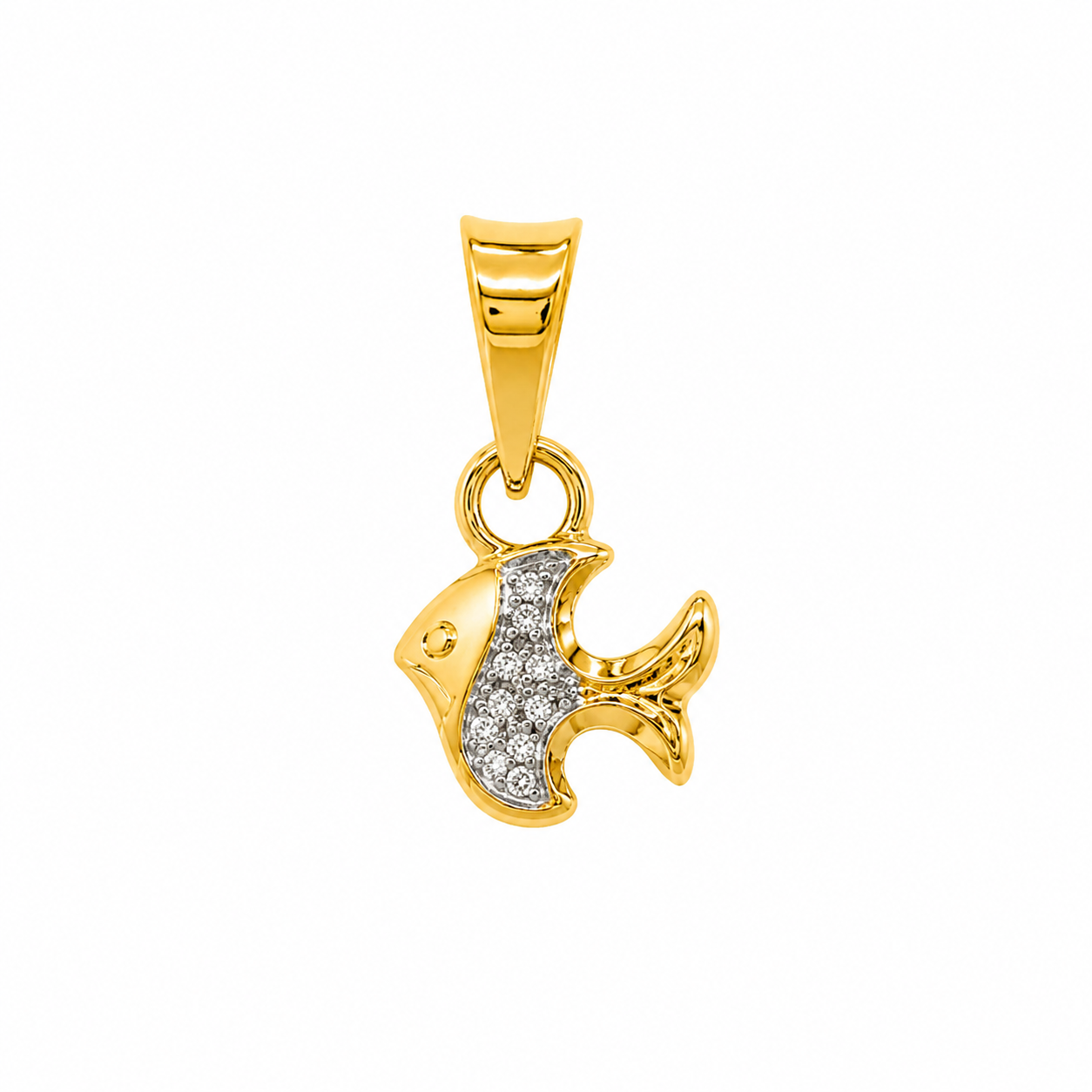 9K Gold Diamond Fish Pendant