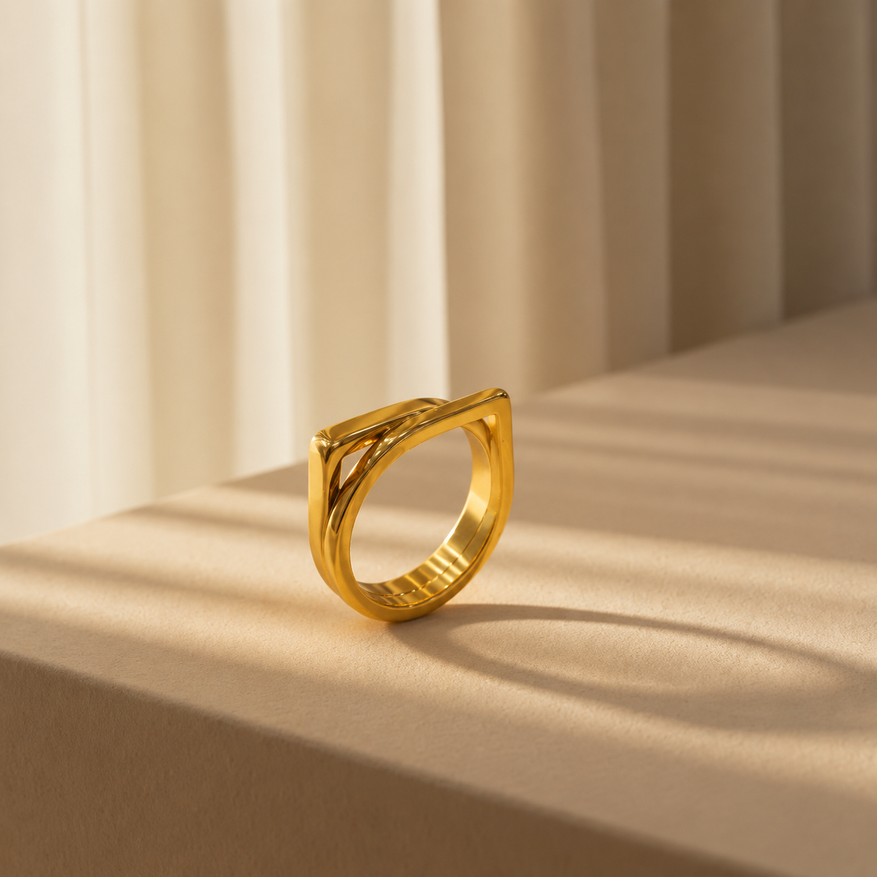 Demi Fine Geometric Gold Statement Ring