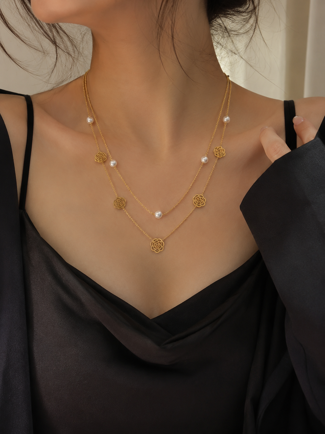 Demi Fine Pearl & Floral Layered Necklace
