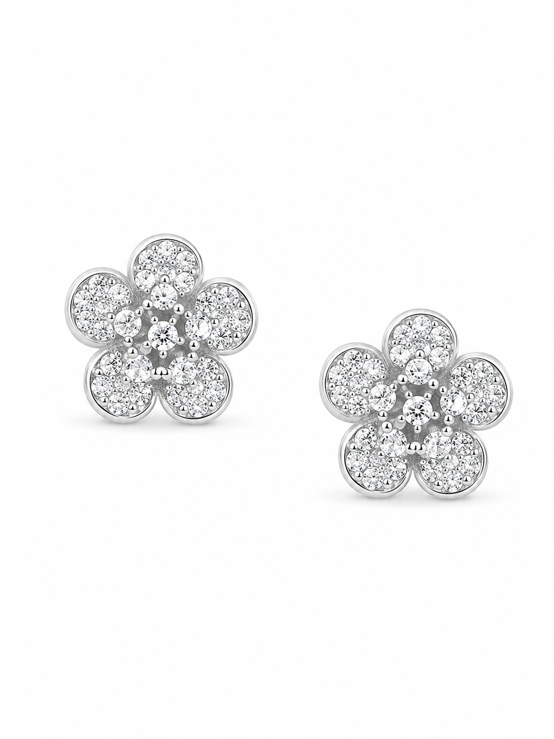 Silver Mini Flower Spark Studs