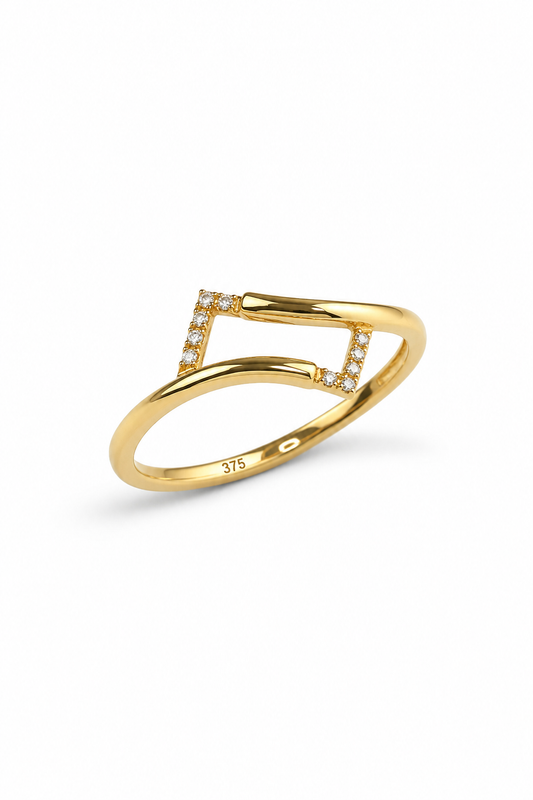 9K Gold Minimalist Diamond Ring (Size - 12)