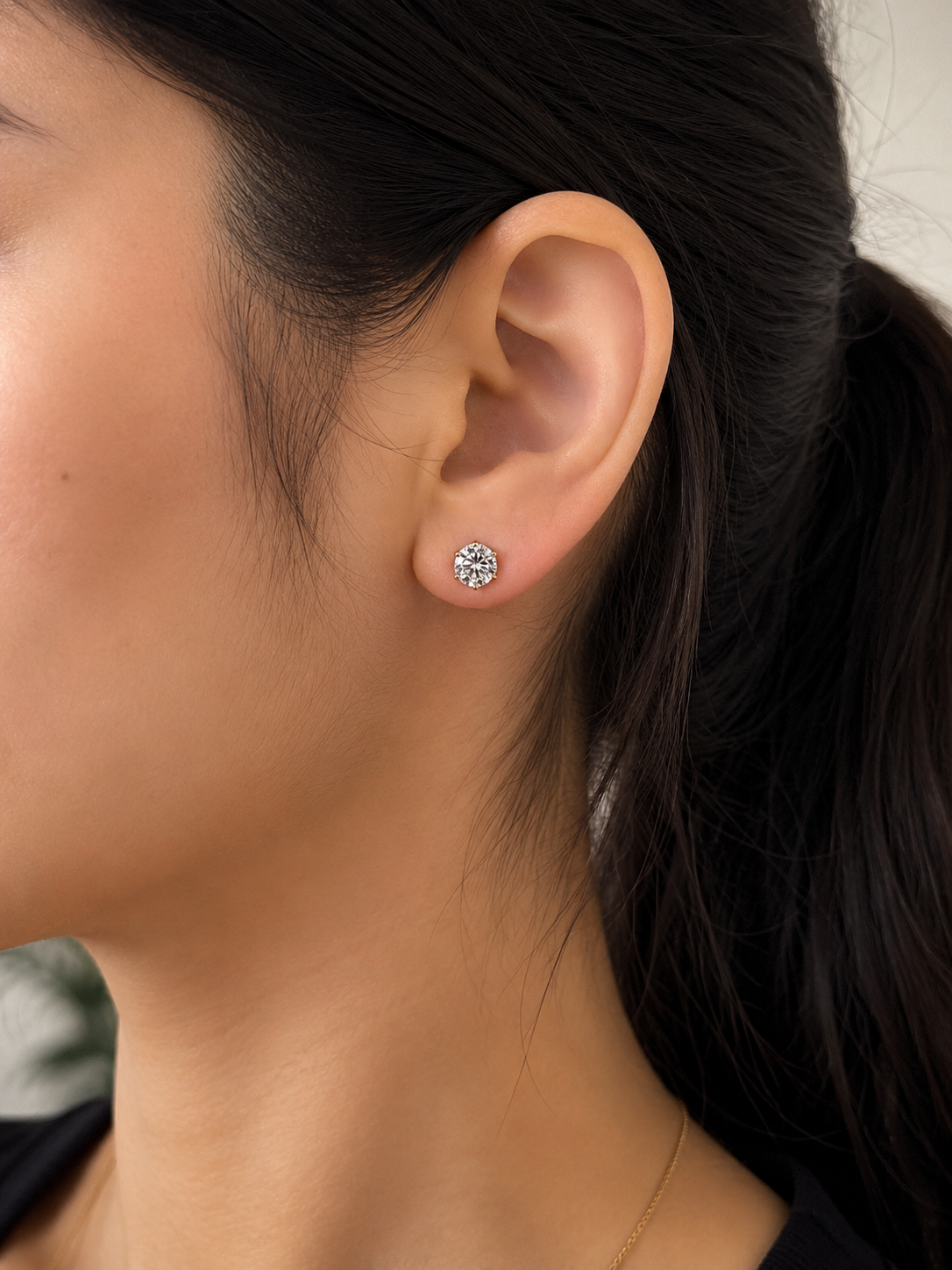 9K Gold Solitaire Stud Earrings