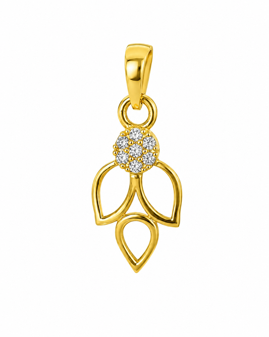 9K Gold Floral Bloom Crystal Pendant