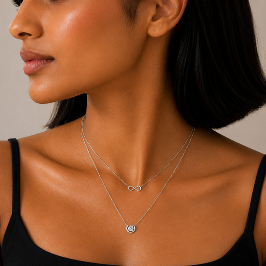 Silver Infinity Layered Necklace