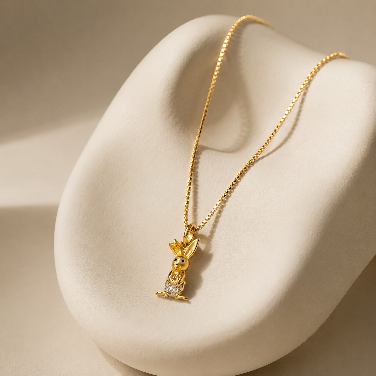 9K Gold Diamond Bunny Pendant