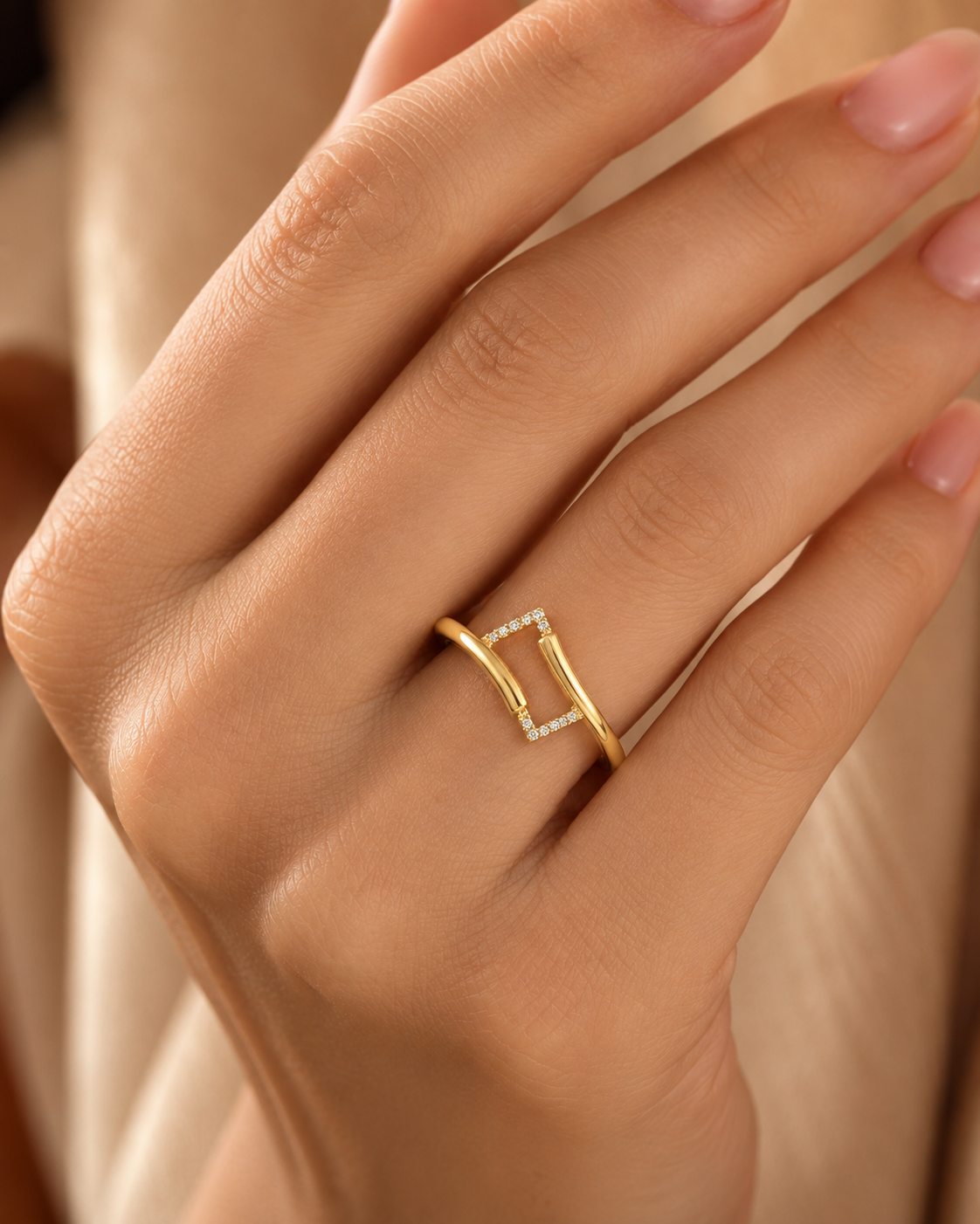 9K Gold Minimalist Diamond Ring (Size - 12)