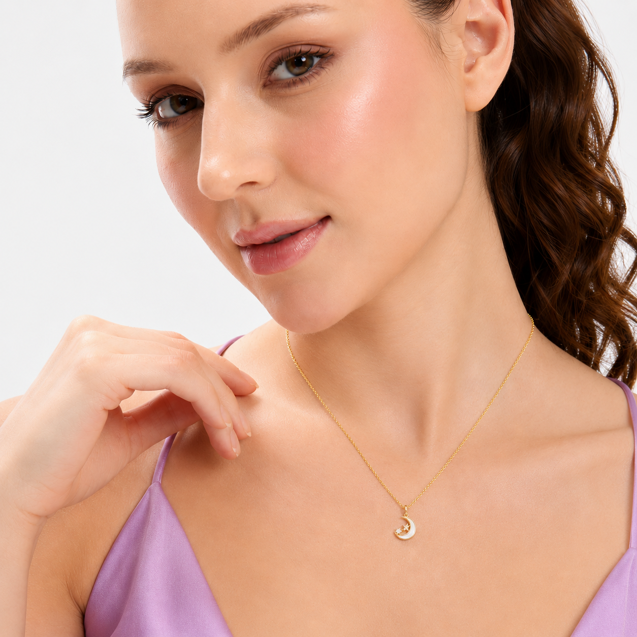 Silver Moonlight Pearl Star Gold Necklace