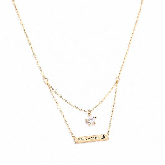 Silver Forever You + Me Star Gold Necklace