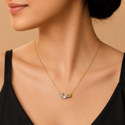 Silver Twin Heart Necklace