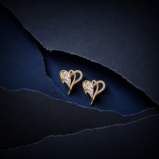 Silver Elegant Heart Studs