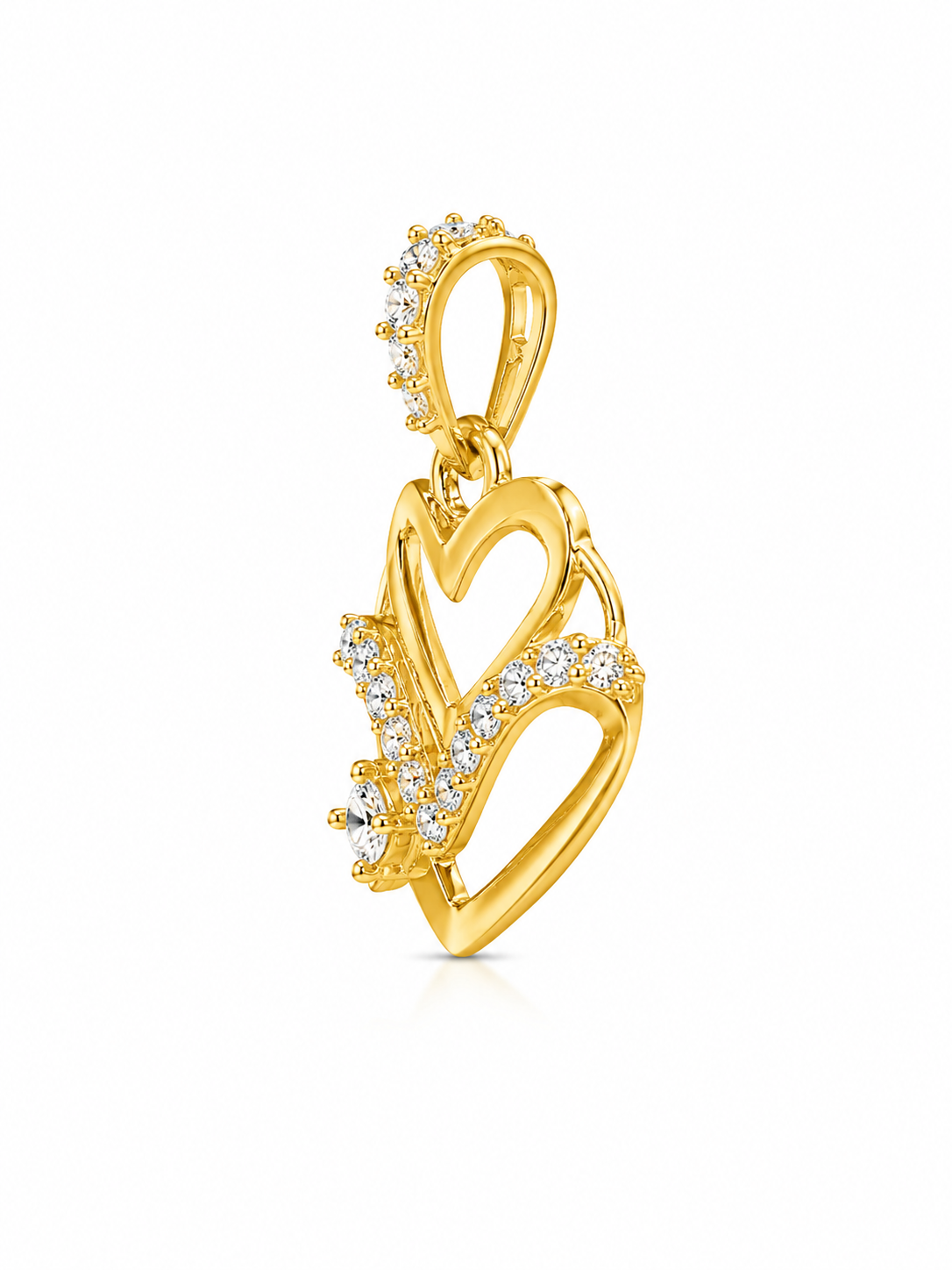 9K Gold Double Heart Diamond Pendant