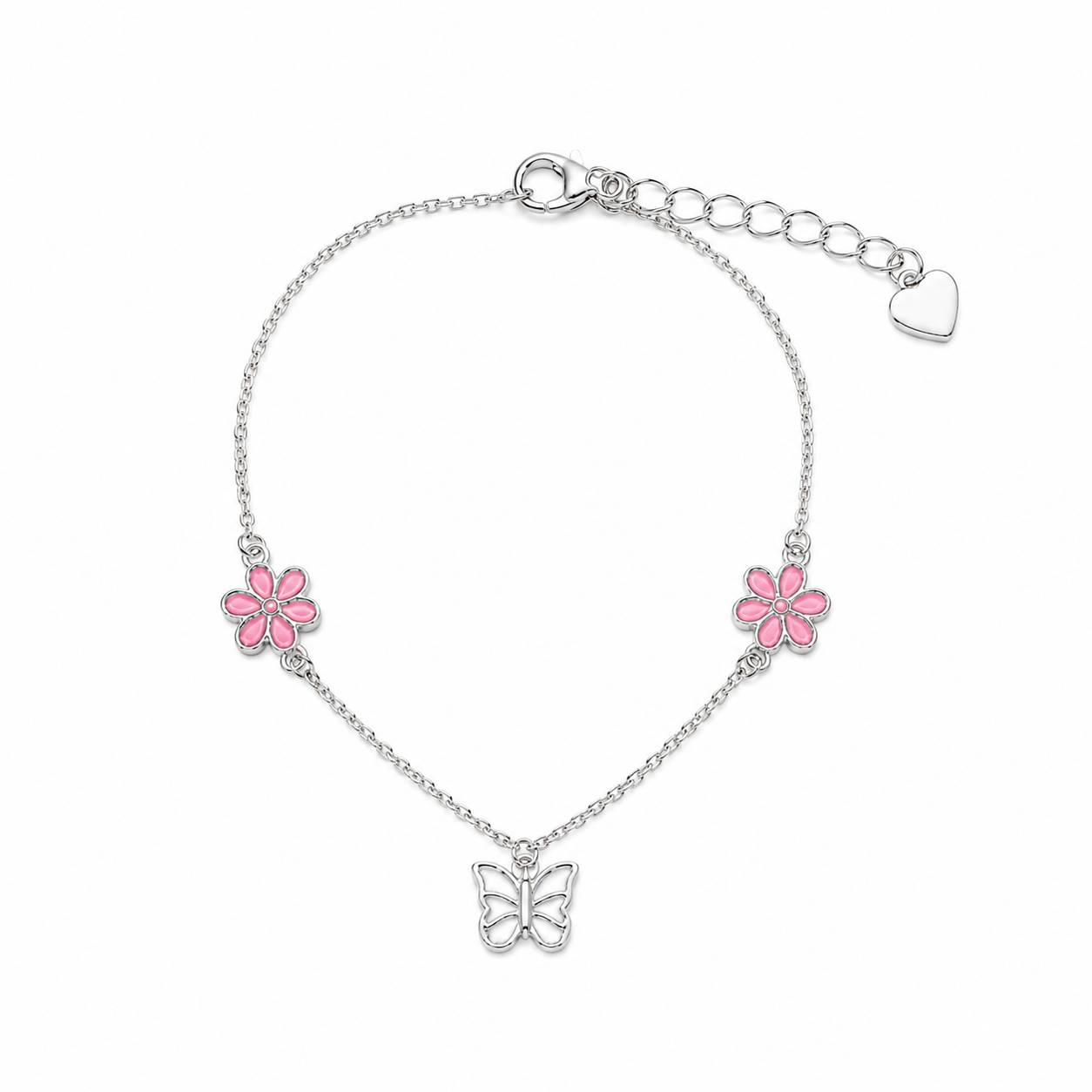 Silver Butterfly Bloom Kids Bracelet