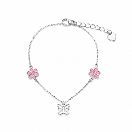 Silver Butterfly Bloom Kids Bracelet