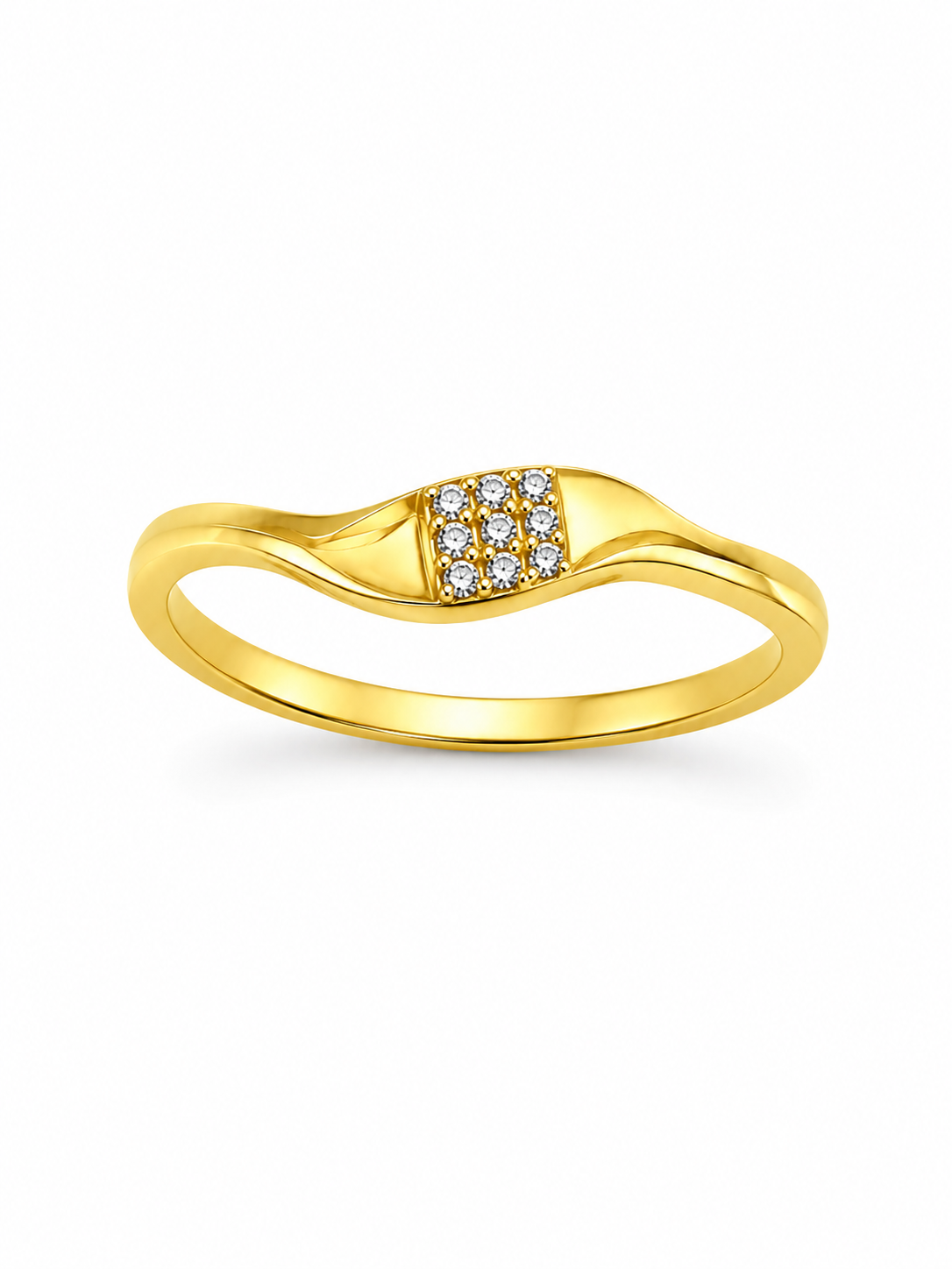 9K Gold Diamond Cluster Wave Ring (Size -12)
