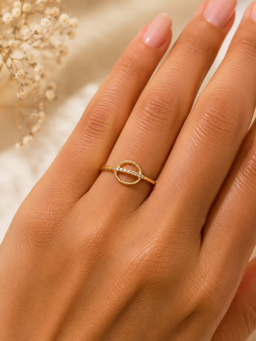 9K Gold Celestial Circle Ring (Size - 12)