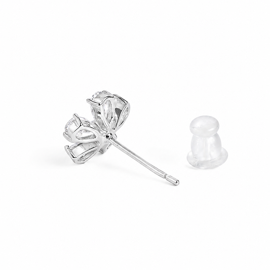 Silver Luxe Flower Sparkle Earrings