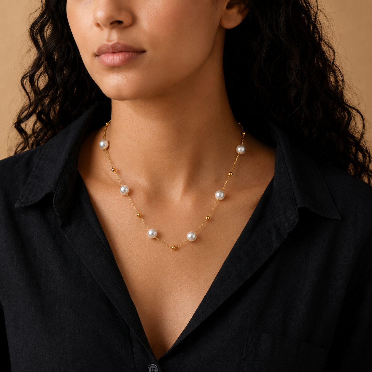 Demi Fine Celestial Pearl Station Necklace