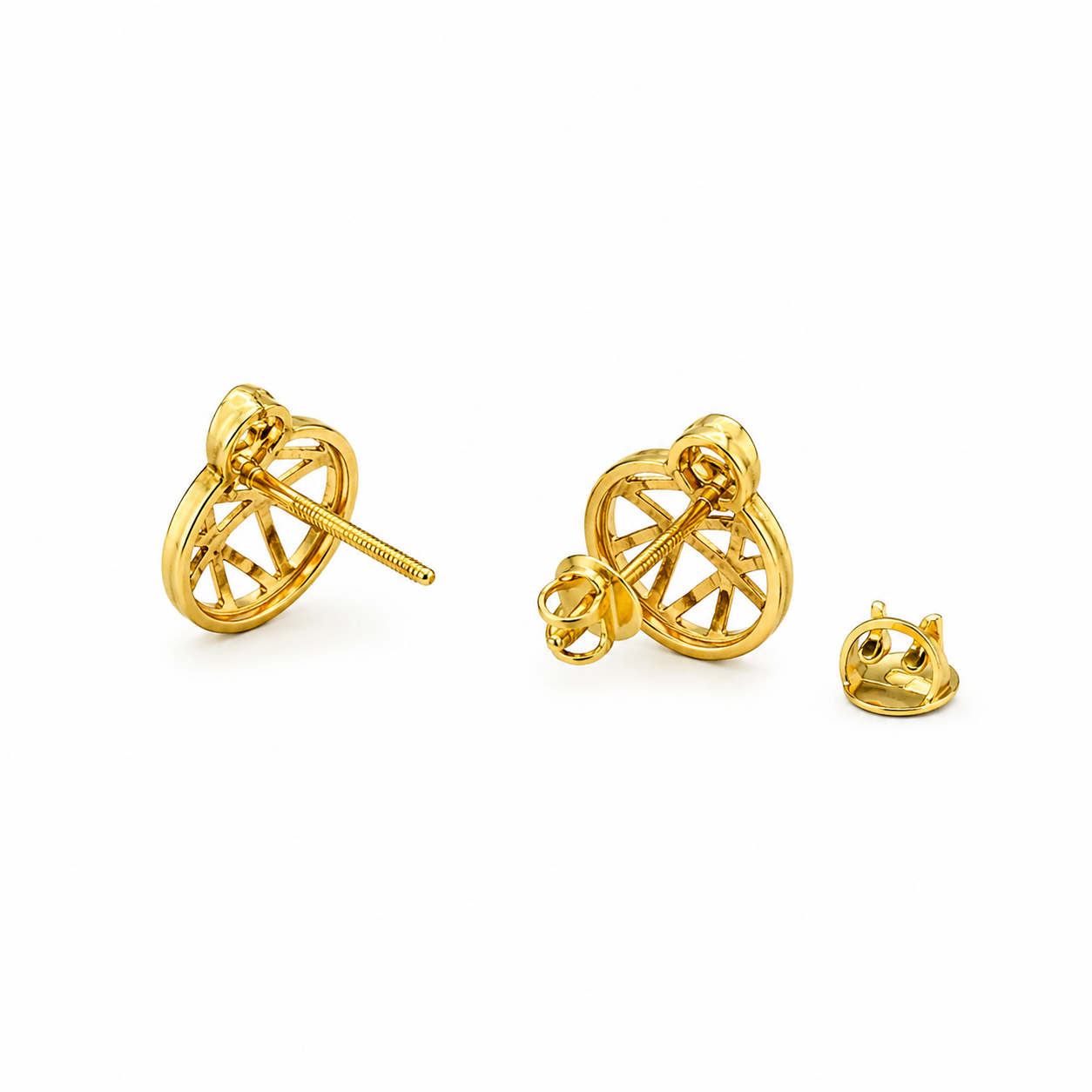 9K Gold Abstract Circle Stud Earrings