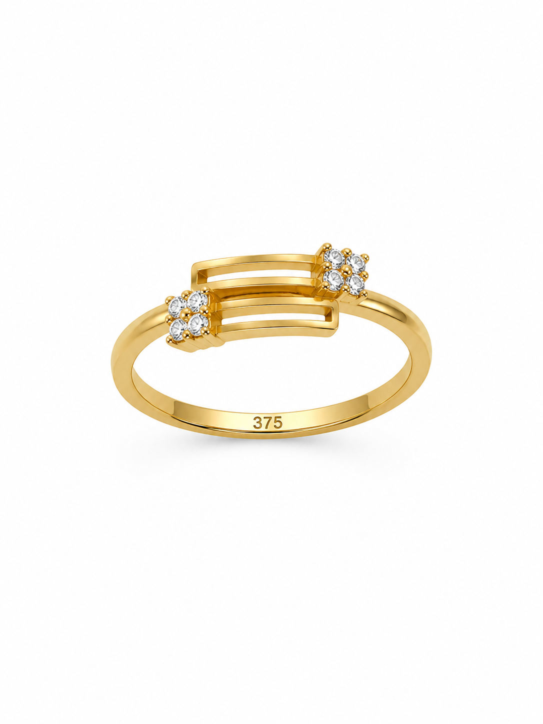 9K Gold Diamond Bridge Ring (Size - 11)