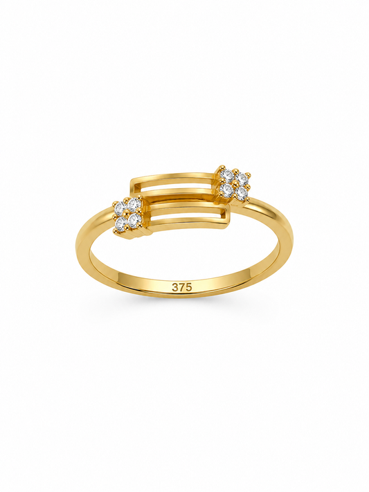 9K Gold Diamond Bridge Ring (Size - 11)