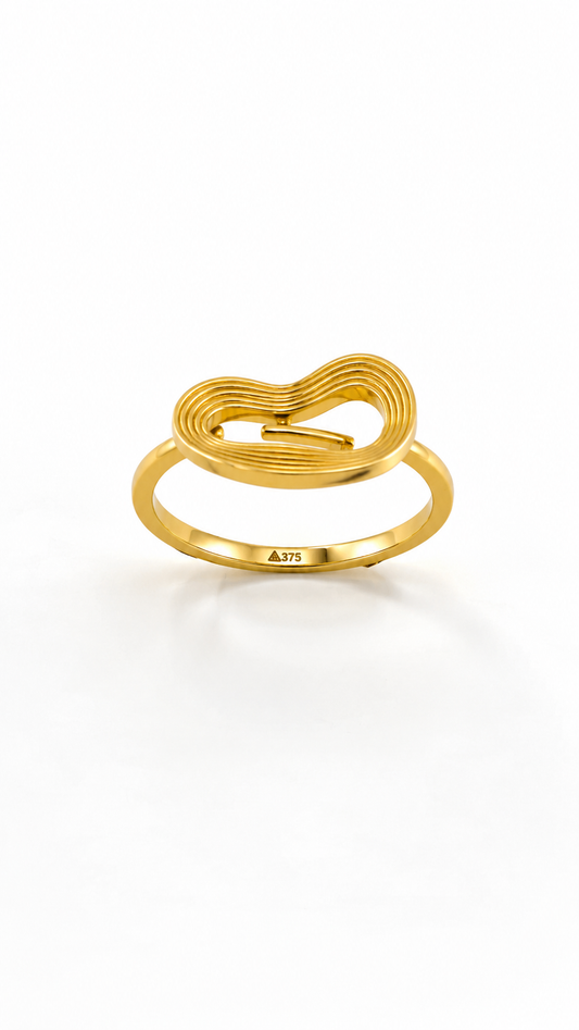9K Gold Abstract Loop Ring (Size- 12)