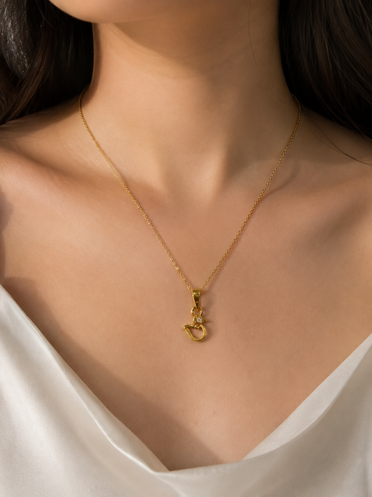 9K Gold Swan Diamond Pendant