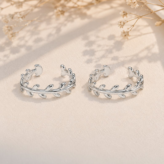 Silver Minimal Leaf Adjustable Toe Ring