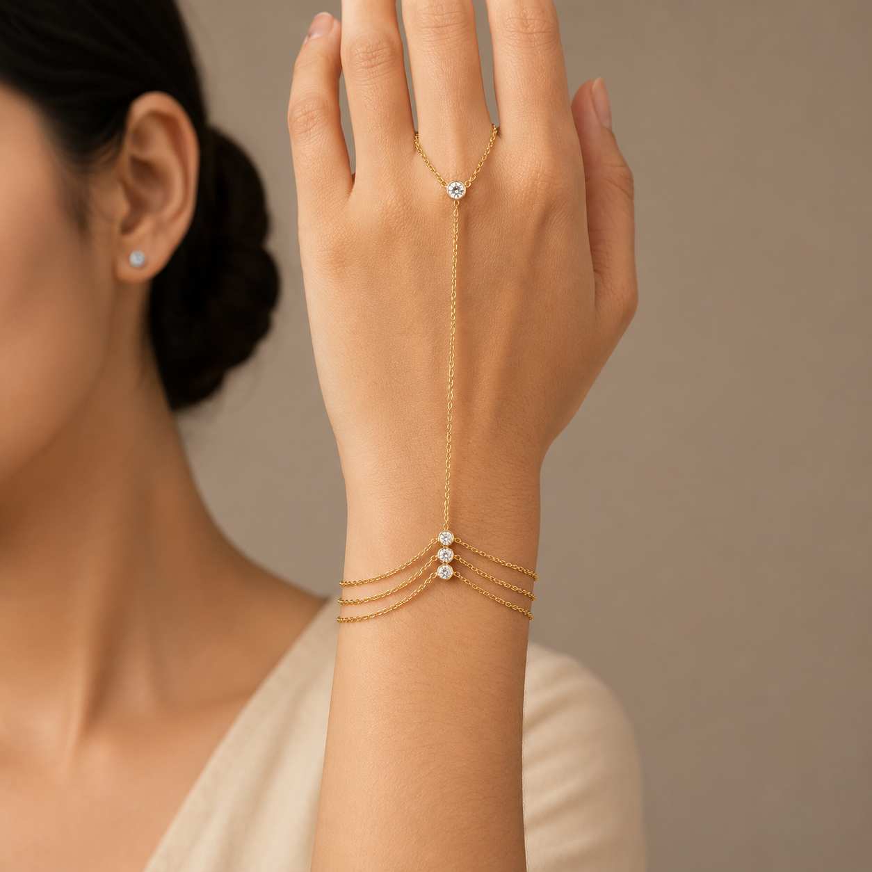 Demi Fine Aurora Triple Strand Crystal Hand Chain