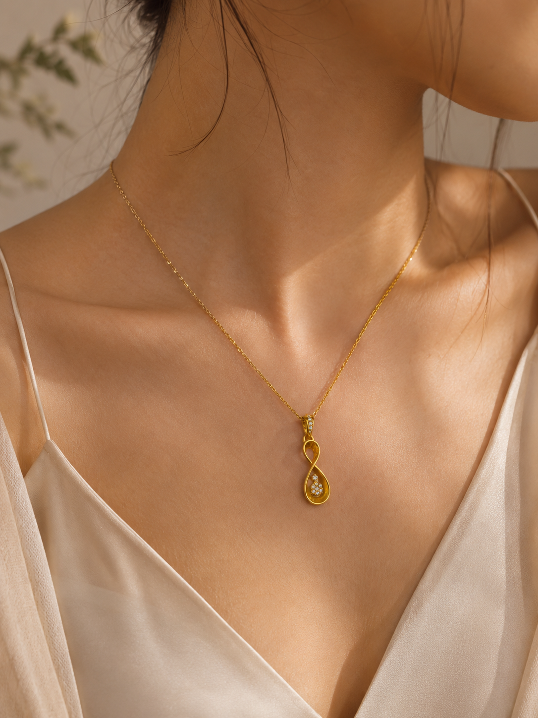 9K Gold Infinity Diamond Pendant